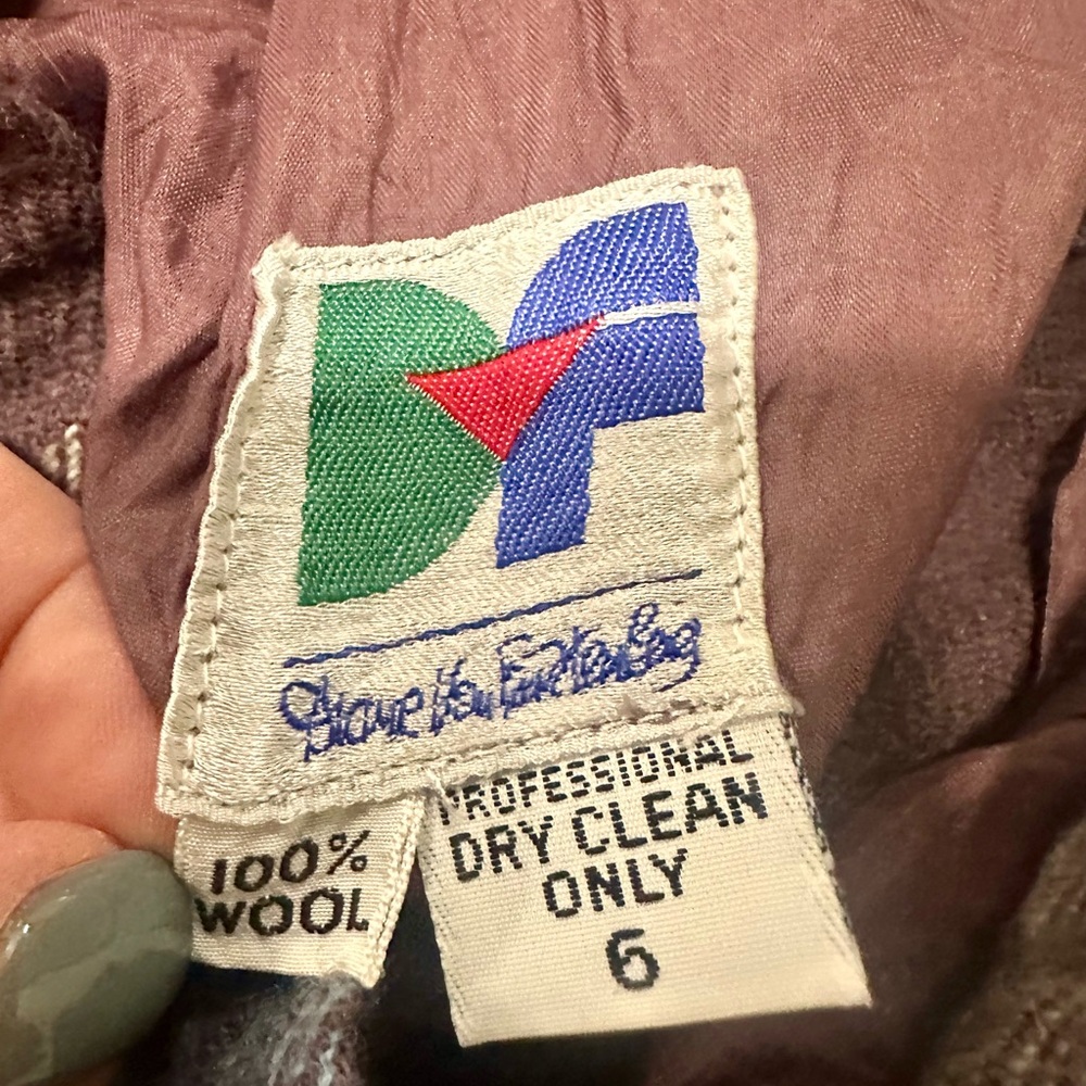 Vintage Diane Von Furstenberg Plaid Wool Skirt Size 6 - Picture 7 of 8